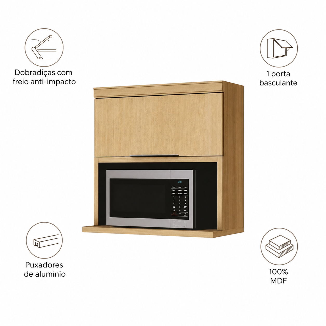 Armário Aéreo Para Micro-Ondas 80cm Marquesa Nesher