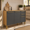 Balcão De Cozinha 100% MDF Com Tampo 120cm 3 Portas 2 Gavetas Carménère Ronipa