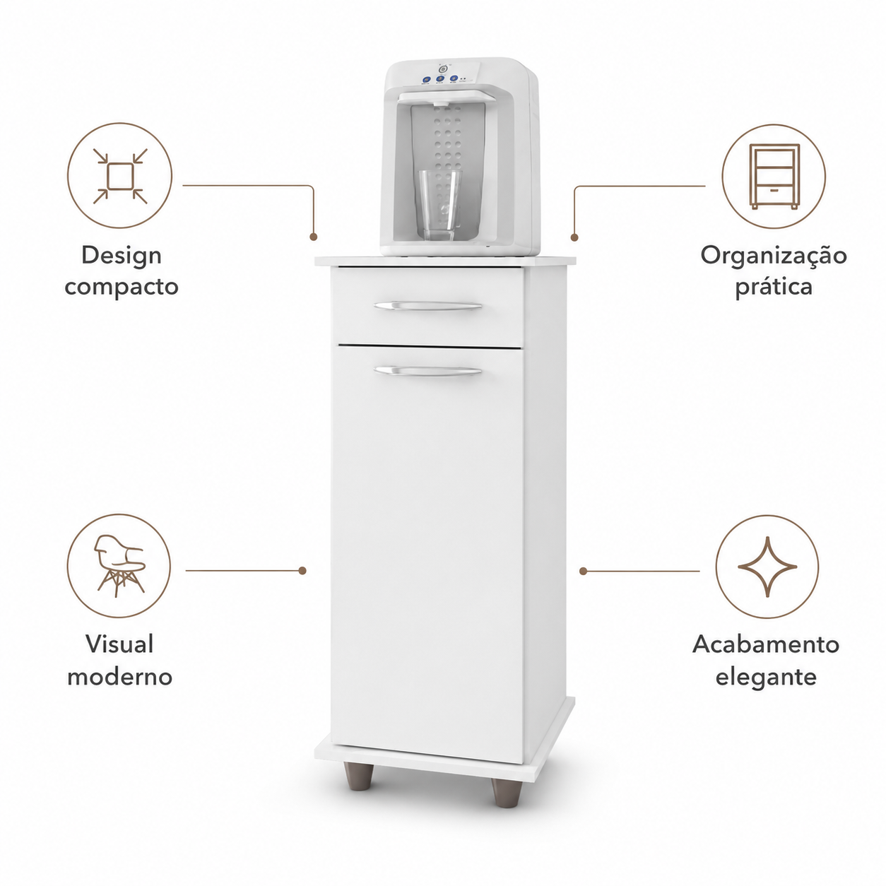 Balcão de Cozinha Multiuso Viena 1 Porta 1 Gaveta Fiorello