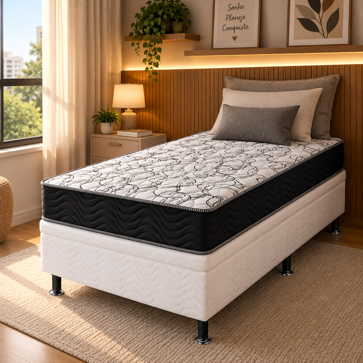 Base Baú Para Cama De Solteiro 88x188cm Physical Ortobom - BRANCO