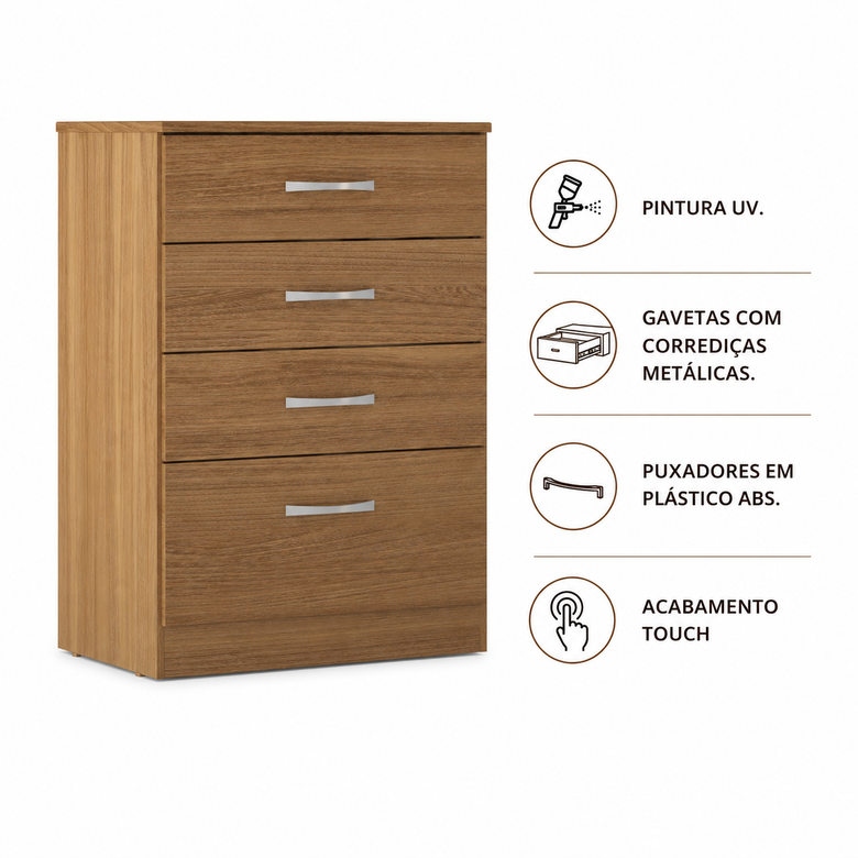 Kit 2 Cômodas Com 4 Gavetas Astral Demóbile