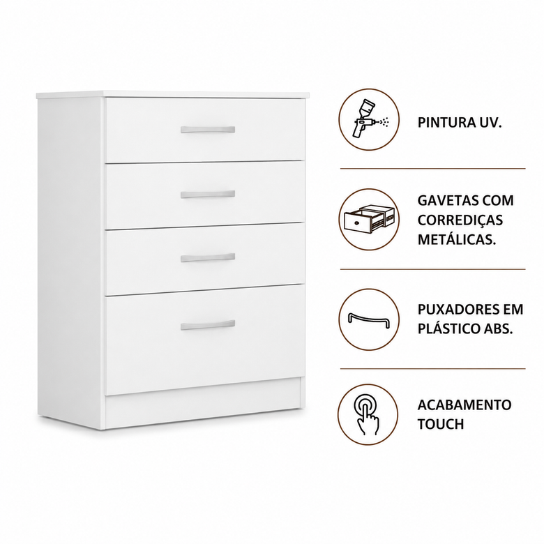 Kit 2 Cômodas Com 4 Gavetas Astral Demóbile