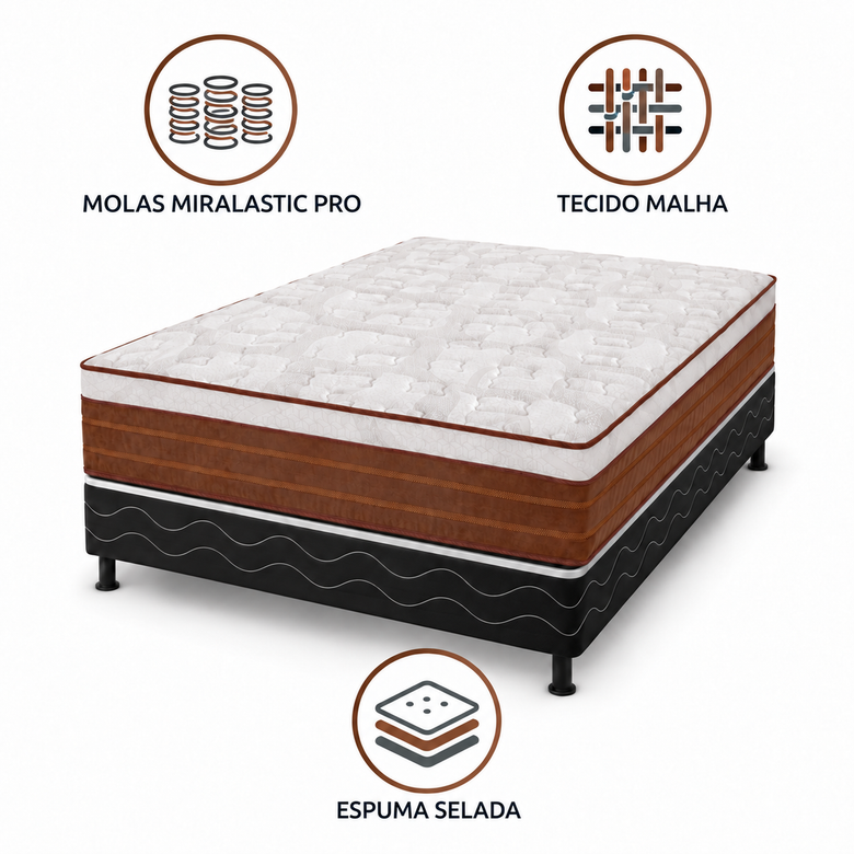 Cama Box Casal (Colchão + Base) 138x188cm Intense Reconflex