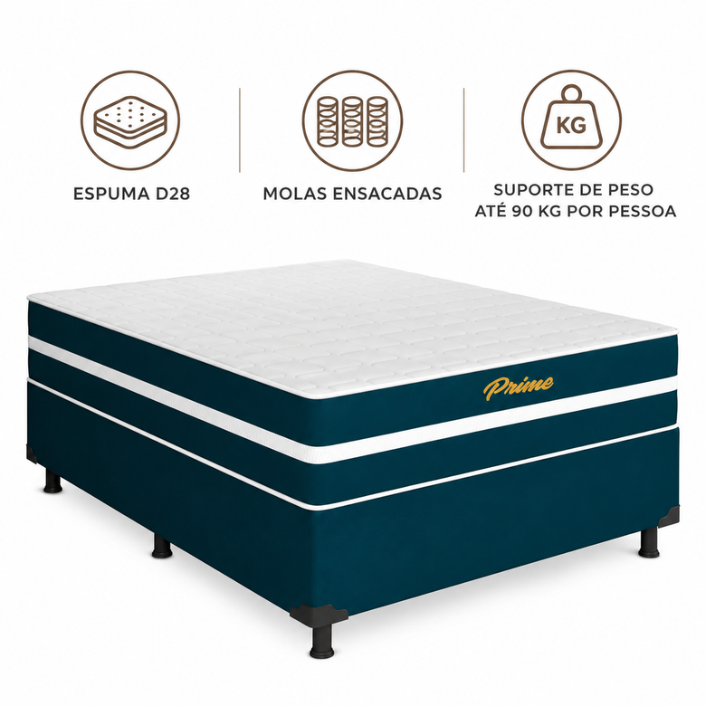 Cama Box Casal Molas ensacadas 138x188cm Prime Bacetto