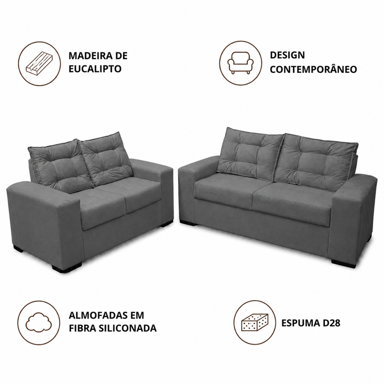 Conjunto de Sofá 2x3 Lugares Torun Masterflex