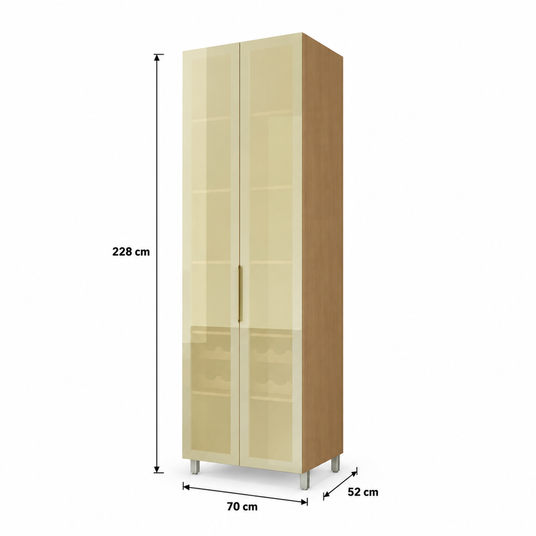 Cristaleira 100% MDF 2 Portas Vidro Reflecta Nesher