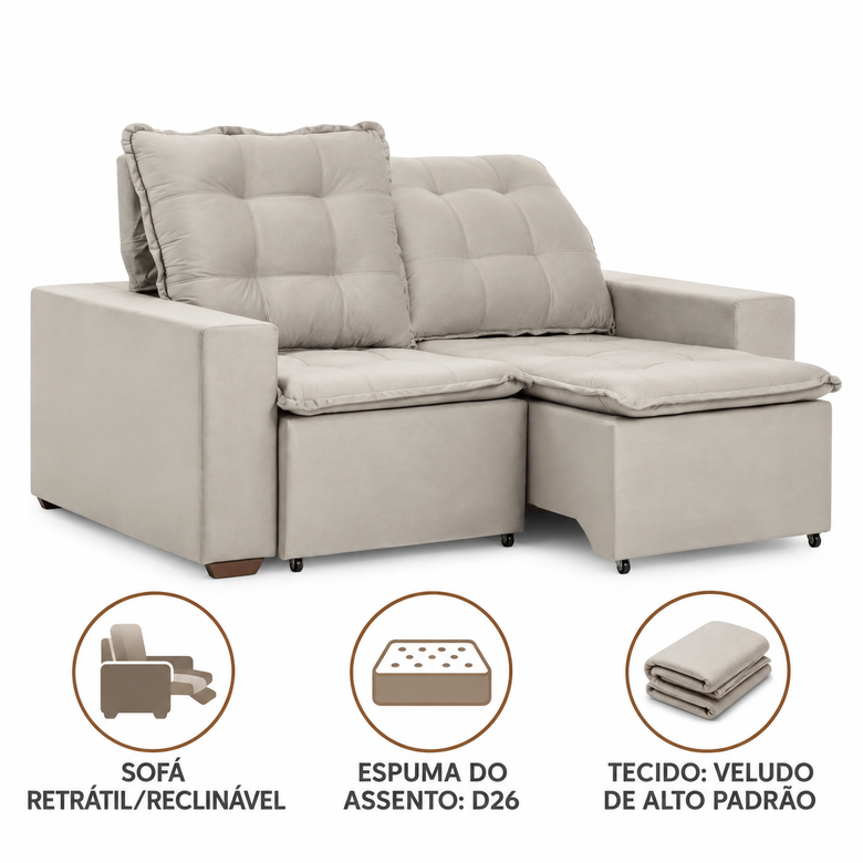 Sofá Retrátil/Reclinável 2 Lugares Dallas Marquês Estofados