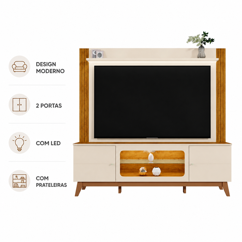 Home Para Tv Até 70" Com LED Maceió Mobler