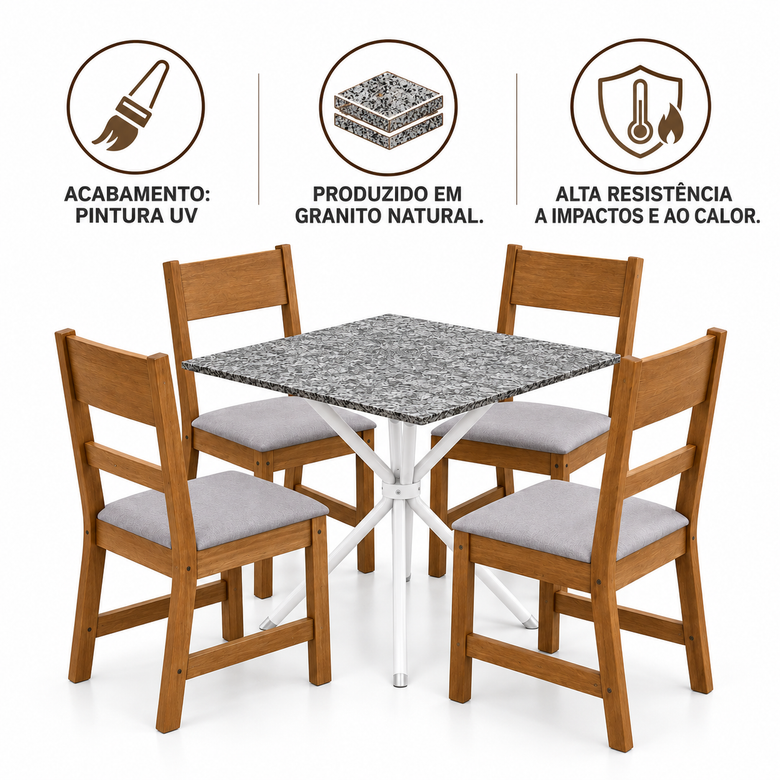 Conjunto De Mesa De Jantar Ciplafe Com 4 Cadeiras Indekes