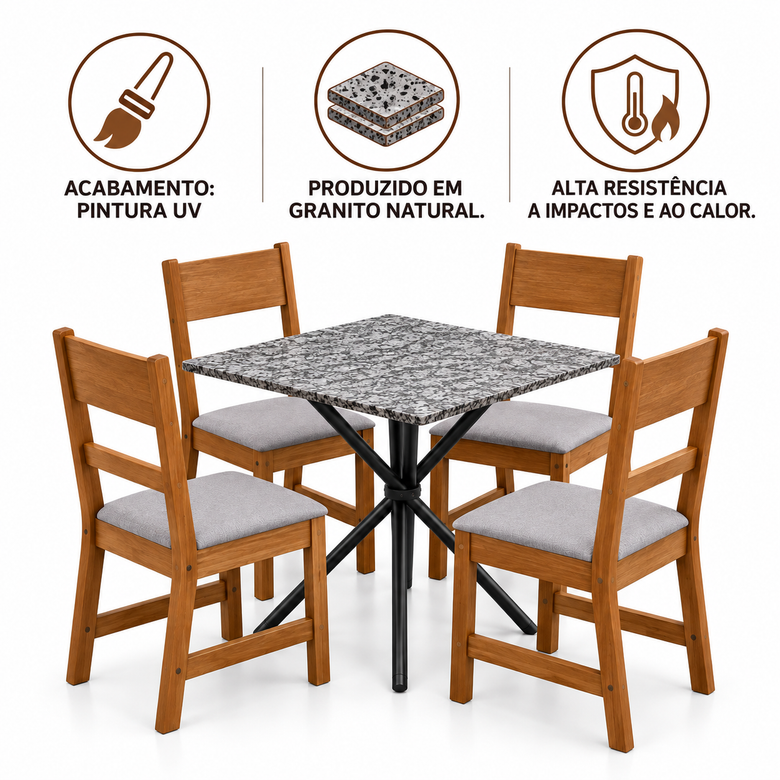 Conjunto De Mesa De Jantar Ciplafe Com 4 Cadeiras Indekes