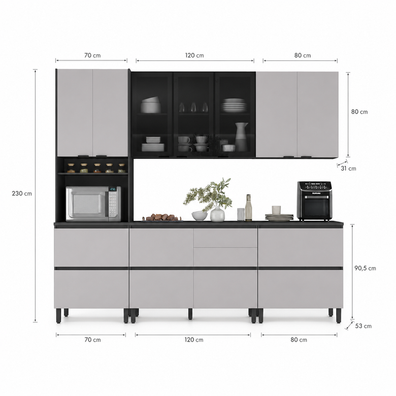 Cozinha Modulada 5 Peças 9 Portas 6 Gavetas Lumina Itatiana
