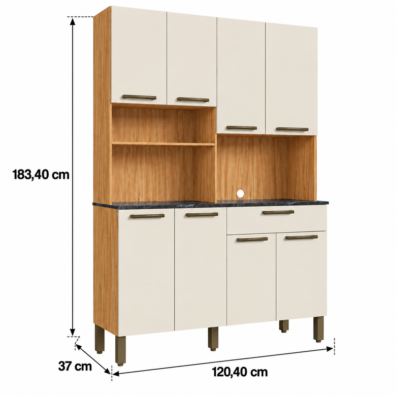 Cozinha Compacta 100% MDF 8 Portas 1 Gaveta Tannat Ronipa
