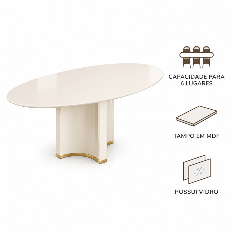 Mesa De Jantar 6 Lugares Chanel Dj Móveis