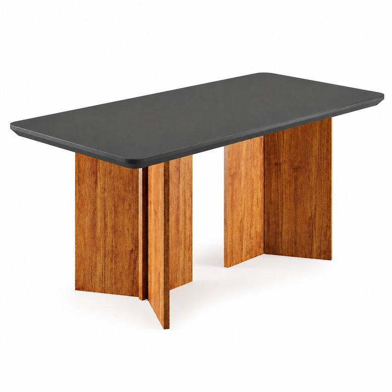 Mesa De Jantar Com Vidro 6 Lugares 160X90cm Monaco Viero Móveis