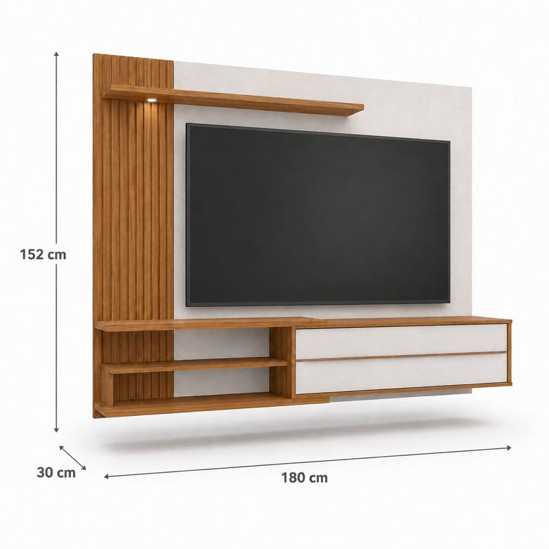 Painel Para TV Até 65" Com LED Ripado NT1355 Notável Móveis