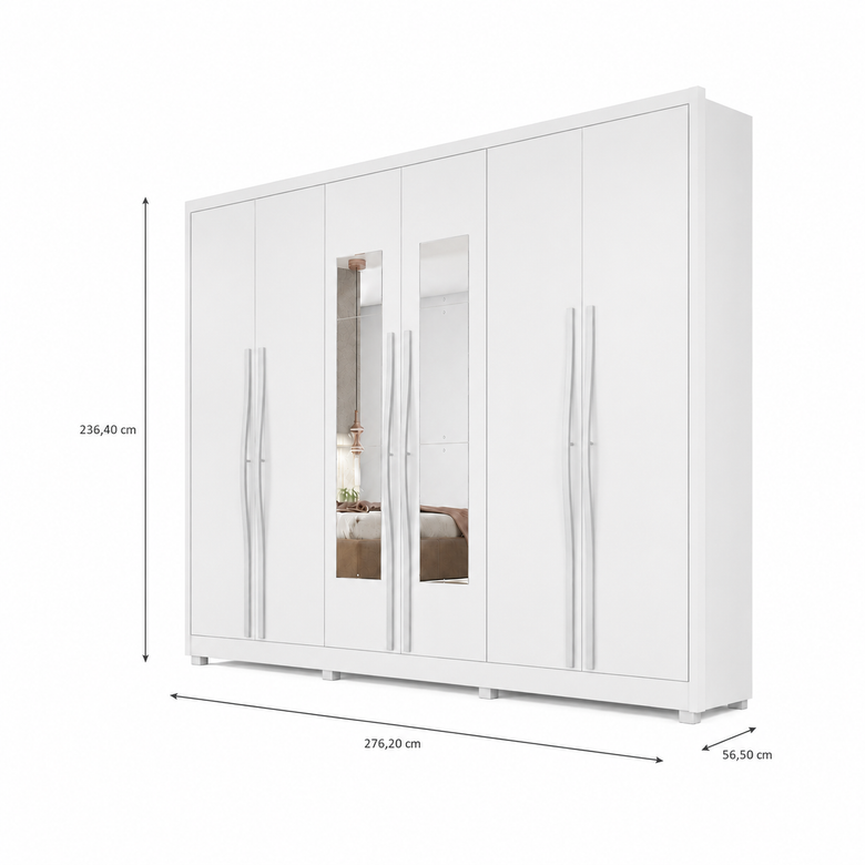 Guarda-Roupa Casal Robust com Espelho 6 Portas 6 Gavetas Novo Horizonte
