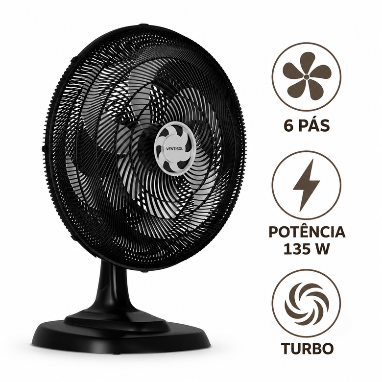 Ventilador De Mesa Ventisol Turbo 6 Pás 50cm