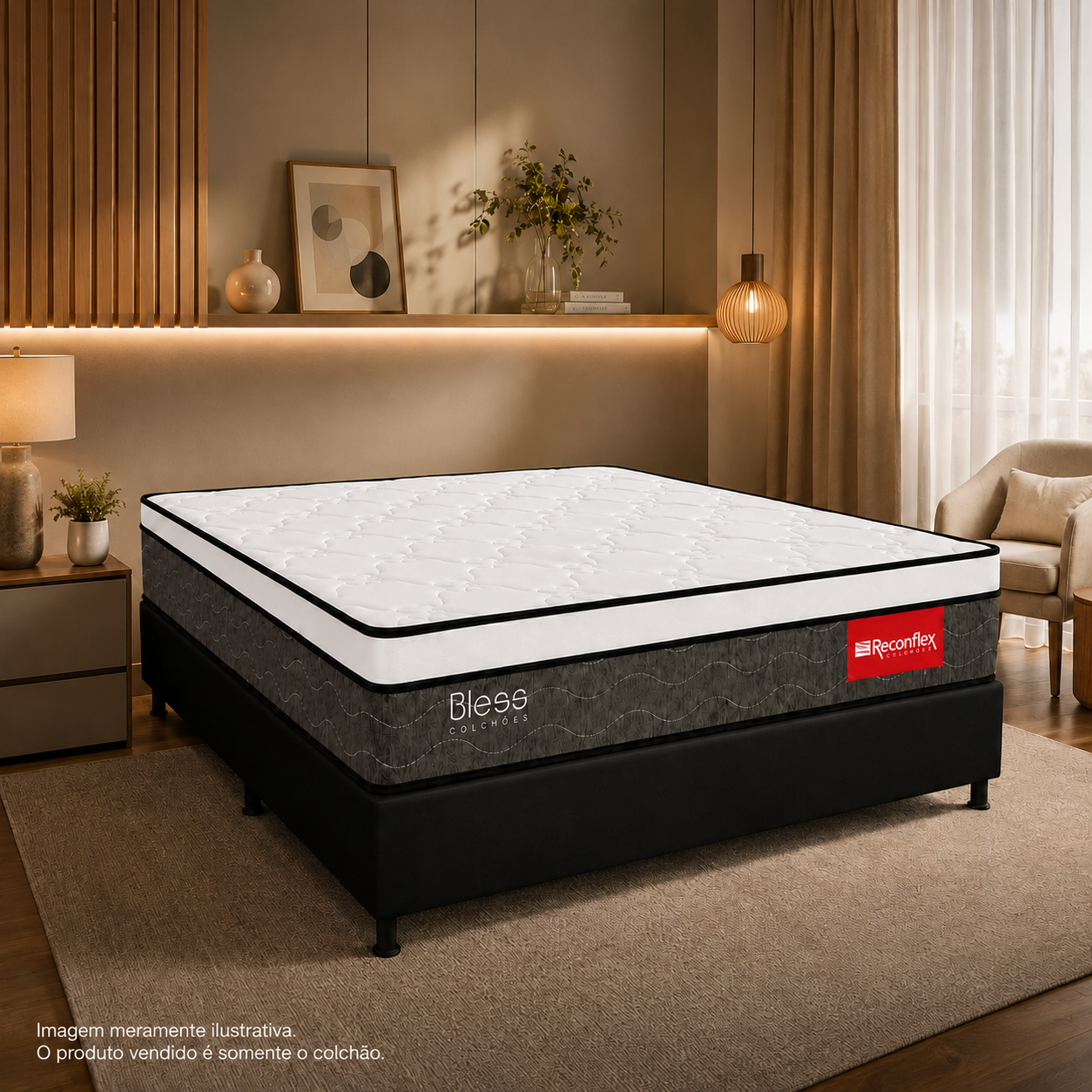 Colchão Casal  D28 188X138cm Bless  Reconflex - PRETO