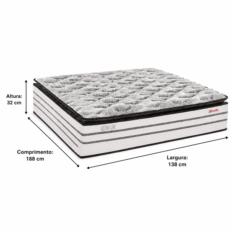 Colchão Casal D26 188x138cm Silver Care Reconflex