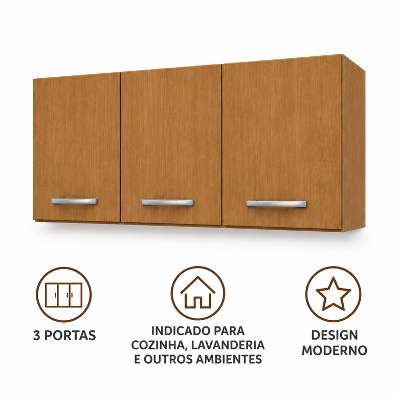 Armário Aéreo 3 Portas Califórnia Rei Móveis