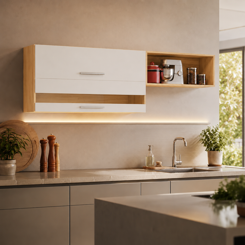 Armário Aéreo Duplo 100% MDF 2 Portas 200Cm Carménère Ronipa