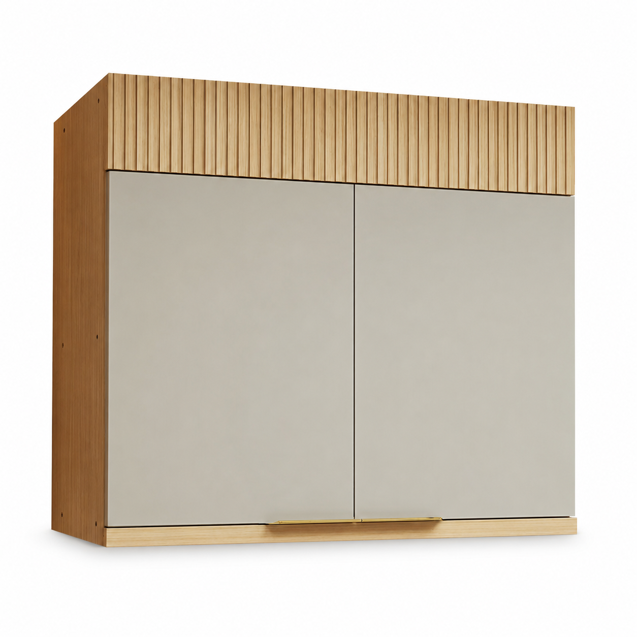 Armário Aéreo 100% MDF 2 Portas 80cm Realeza Nesher - CARVALHO/CINZA