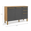 Balcão De Cozinha 100% MDF Com Tampo 120cm 3 Portas 2 Gavetas Carménère Ronipa
