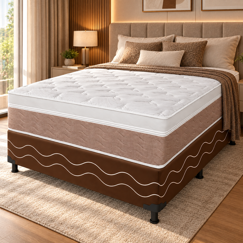Cama Box Casal (Colchão + Base) Molas Ensacadas Majestic Visco Design