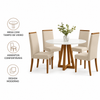 Conjunto Mesa de Jantar 90cm Redonda com 4 Cadeiras Livia Sonetto