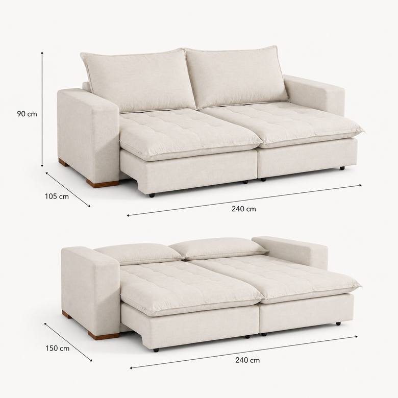 Sofá Cama Retrátil 3 Lugares Milano Design