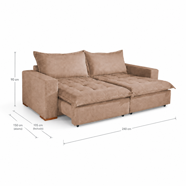 Conjunto de Sofá 3x2 Lugares Milano Design