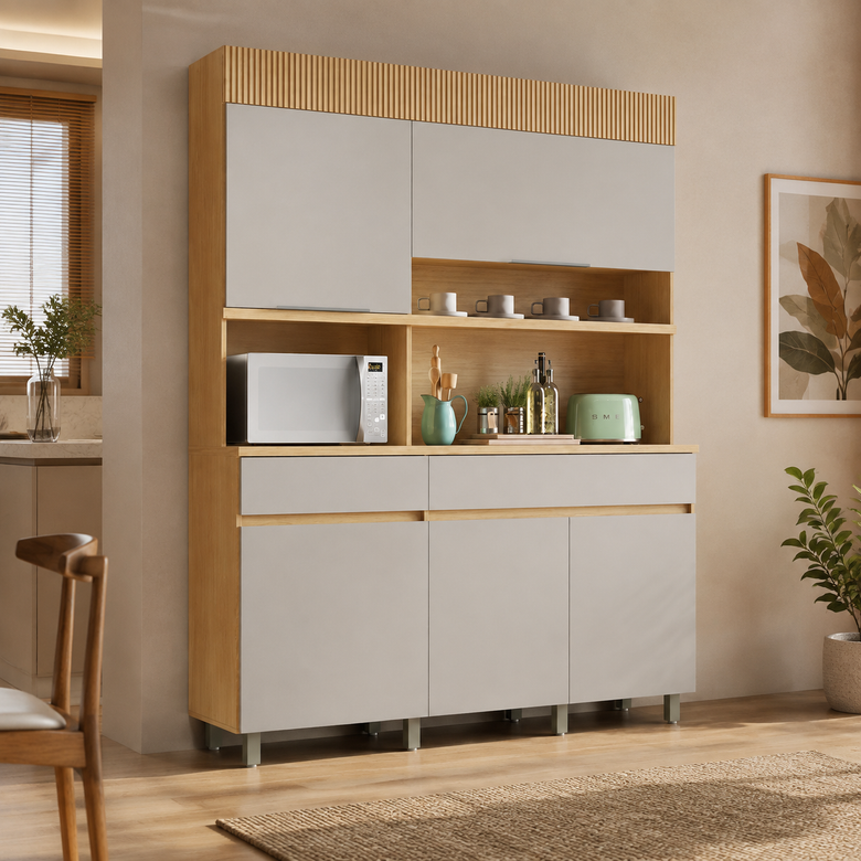 Cozinha Compacta 100% MDF 5 Portas 2 Gavetas Realeza Nesher