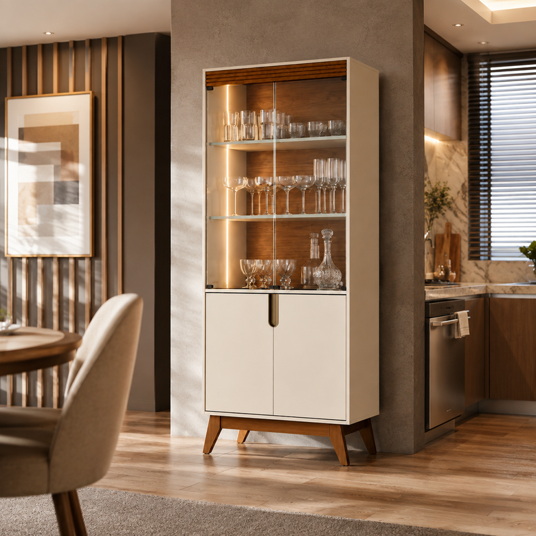 Cristaleira Paraty Com LED 4 Portas Mobler