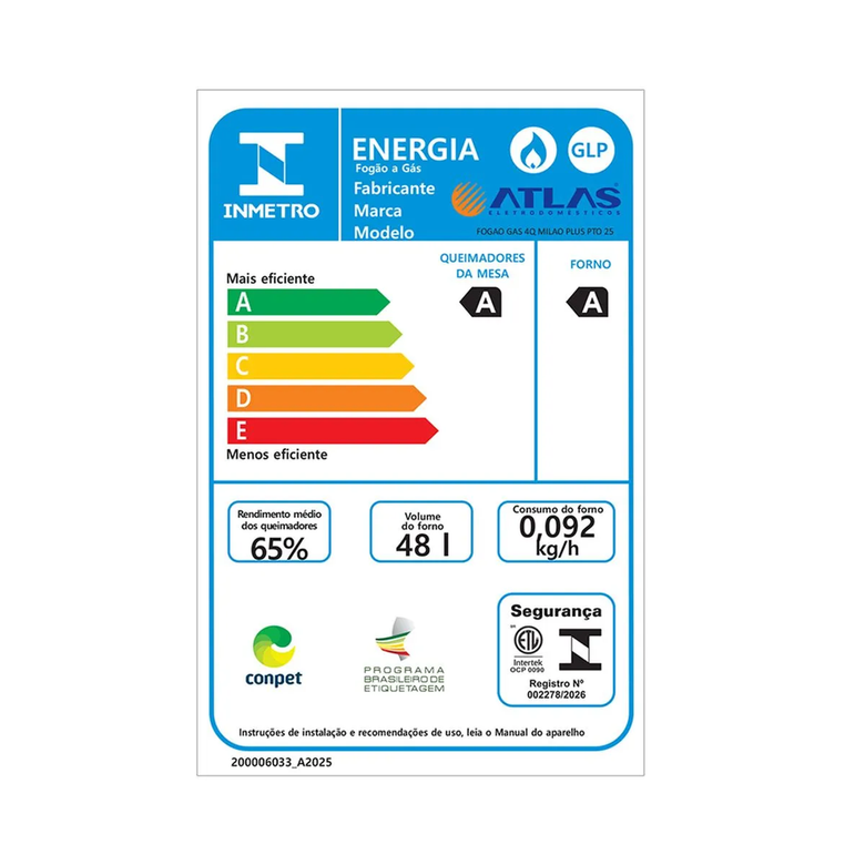 Fogão 4 Bocas Automático Milão Plus New Atlas