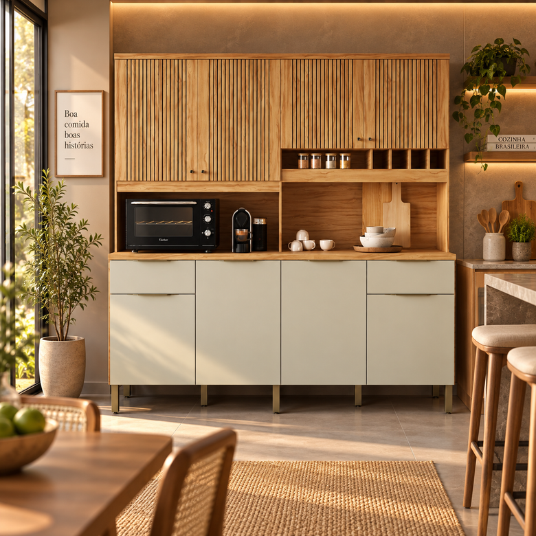 Cozinha Compacta 100% MDF 8 Portas 2 Gavetas Concord Ronipa