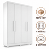 Guarda Roupa Solteiro 100% MDF 4 Portas 2 Gavetas Sergipe Bianchi
