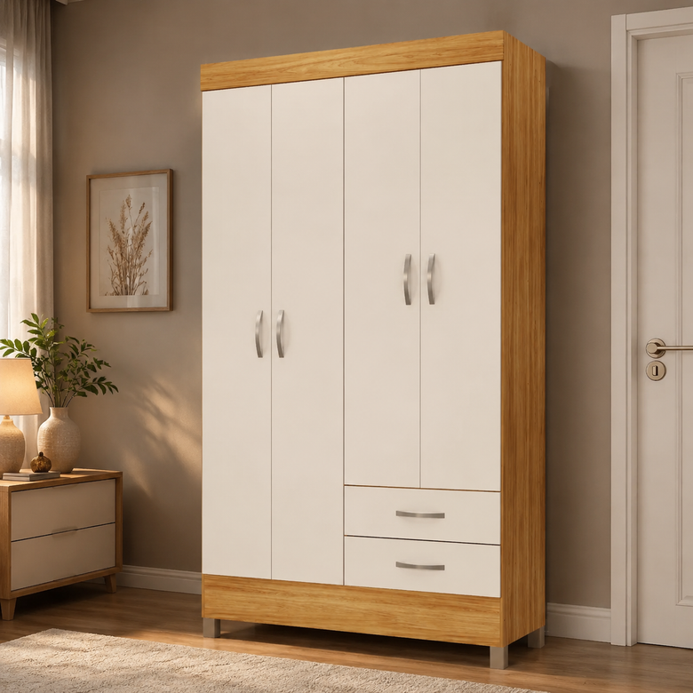 Guarda-Roupa Solteiro 4 Portas 2 Gavetas Astro Demóbile