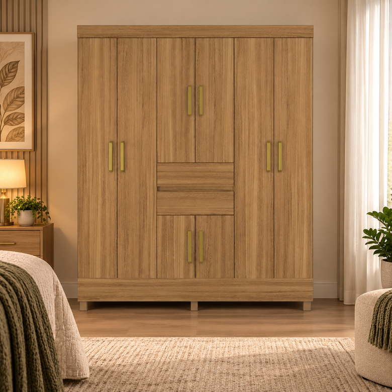 Guarda Roupa Casal 8 Portas 2 Gavetas Munique Demóbile