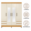 Guarda-Roupa Casal Com Espelho 4 Portas 6 Gavetas Roma Demóbile