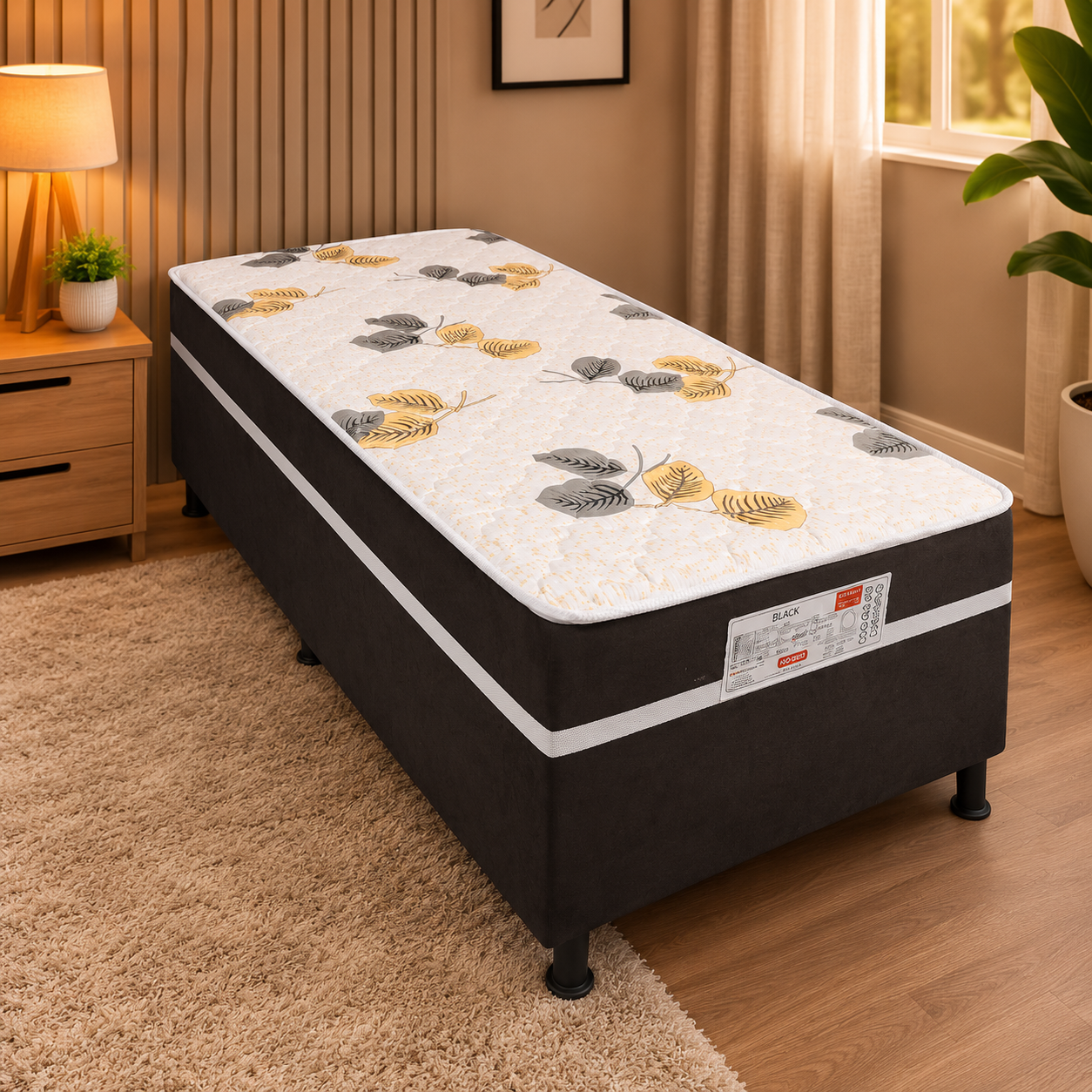 Cama Box Solteiro Conjugada D28 88x188 Black Bacetto