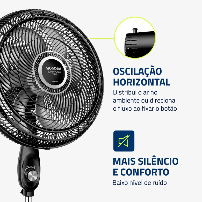 Ventilador Coluna 50cm Super Turbo 8 Pás Mondial 150W VTX-50C-8P
