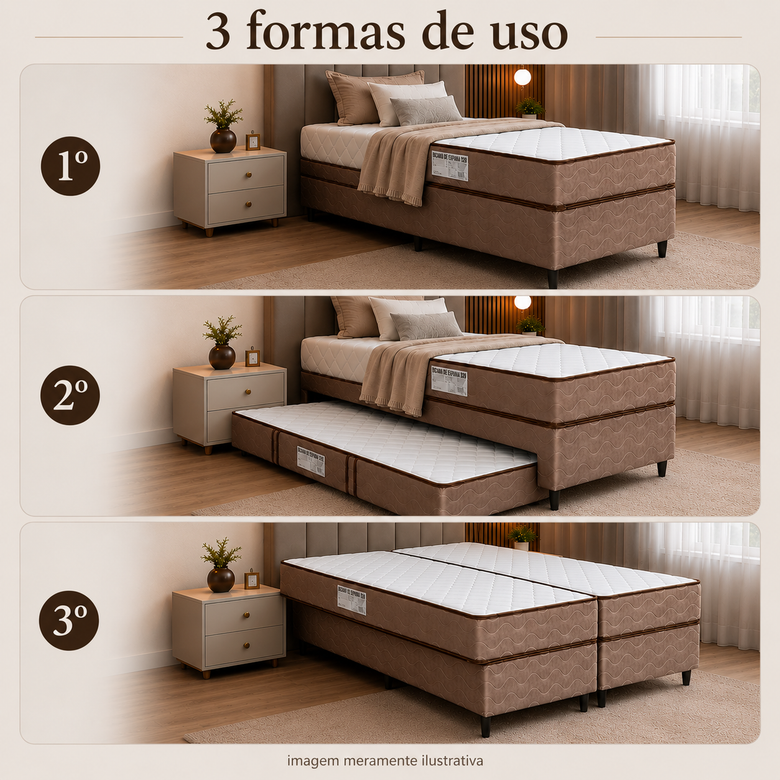 Cama Auxiliar 3 em 1 Real Plus 88cmx188cm Design