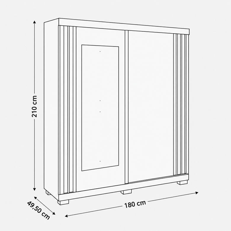 Guarda-Roupa Solteiro 100% MDF Com Espelho 2 Portas 3 Gavetas Athena ACP Móveis
