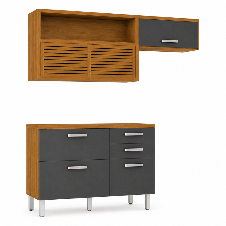Cozinha Compacta 100% MDF 4 Portas 3 Gavetas Princesa Nesher