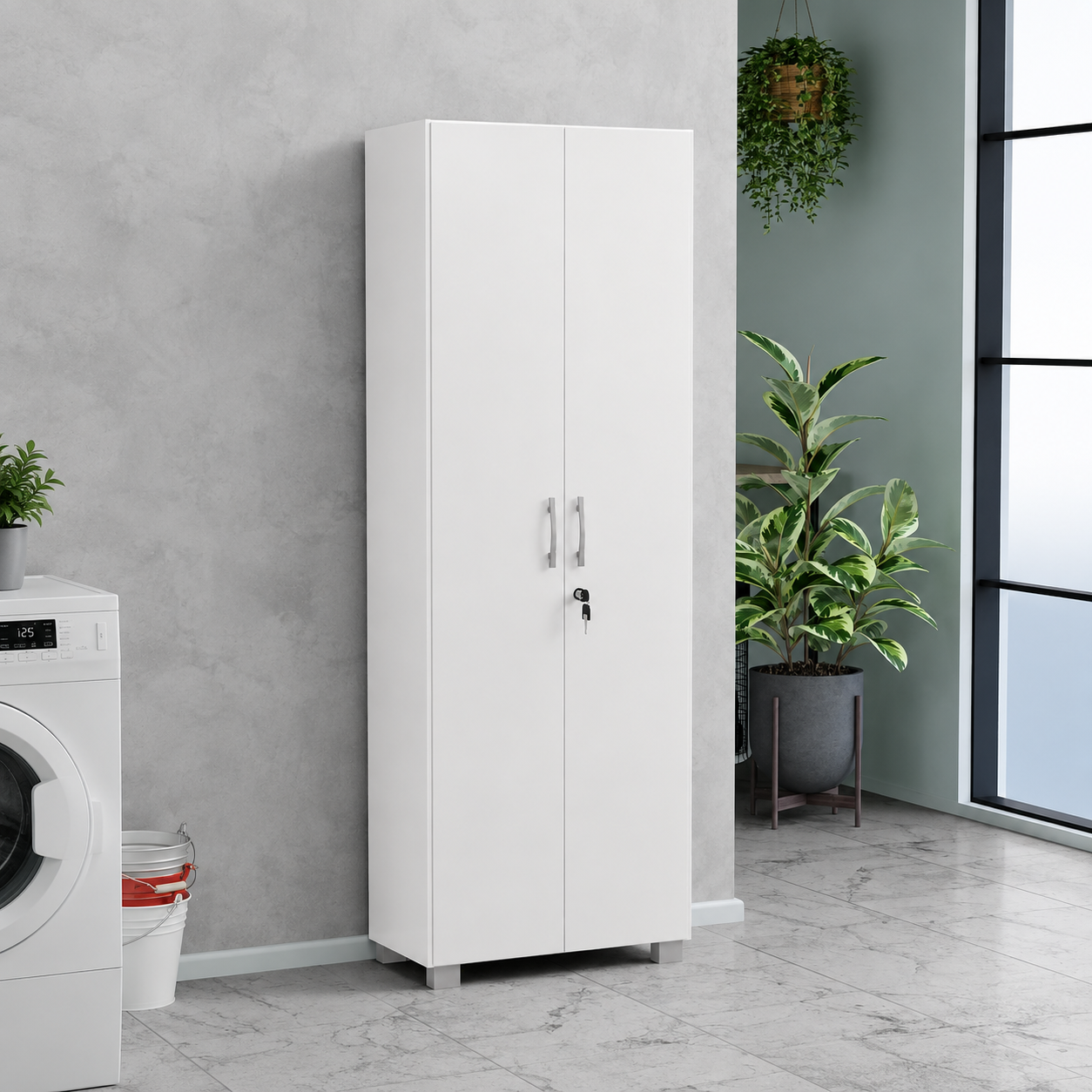 Armário Multiuso 2 Portas Com Chave 177x60cm Vegas San Marino - BRANCO