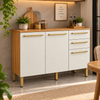 Balcão De Cozinha 100% MDF 120cm 3 Portas 2 Gavetas Carménère Ronipa