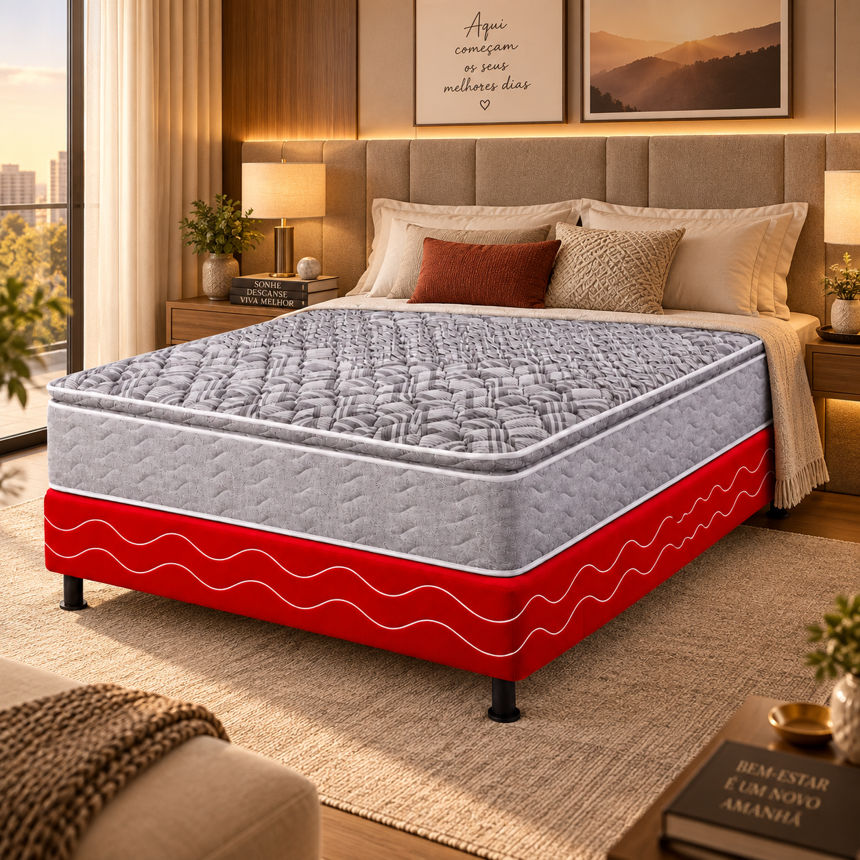Base Para Colchão Casal 138x188cm Universal Bacetto - VERMELHO