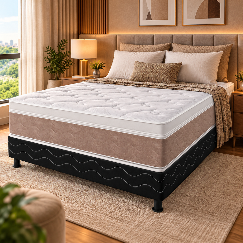 Cama Box Casal (Colchão + Base) Molas Ensacadas Majestic Visco Design