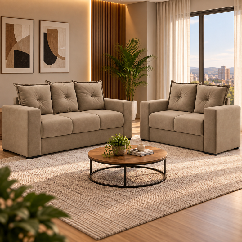 Conjunto De Sofá 3 e 2 Lugares Santa Catarina Bacetto