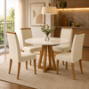 Conjunto Mesa de Jantar 90cm Redonda com 4 Cadeiras Livia Sonetto